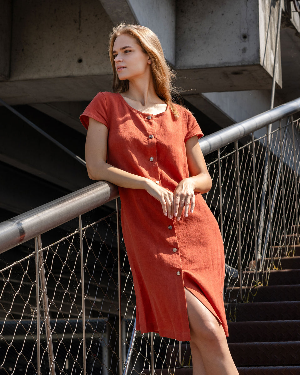 Casual Button Front Dress Harper XXL / Storm Blue Casual Button Front Dress Harper XXL / Storm Blue