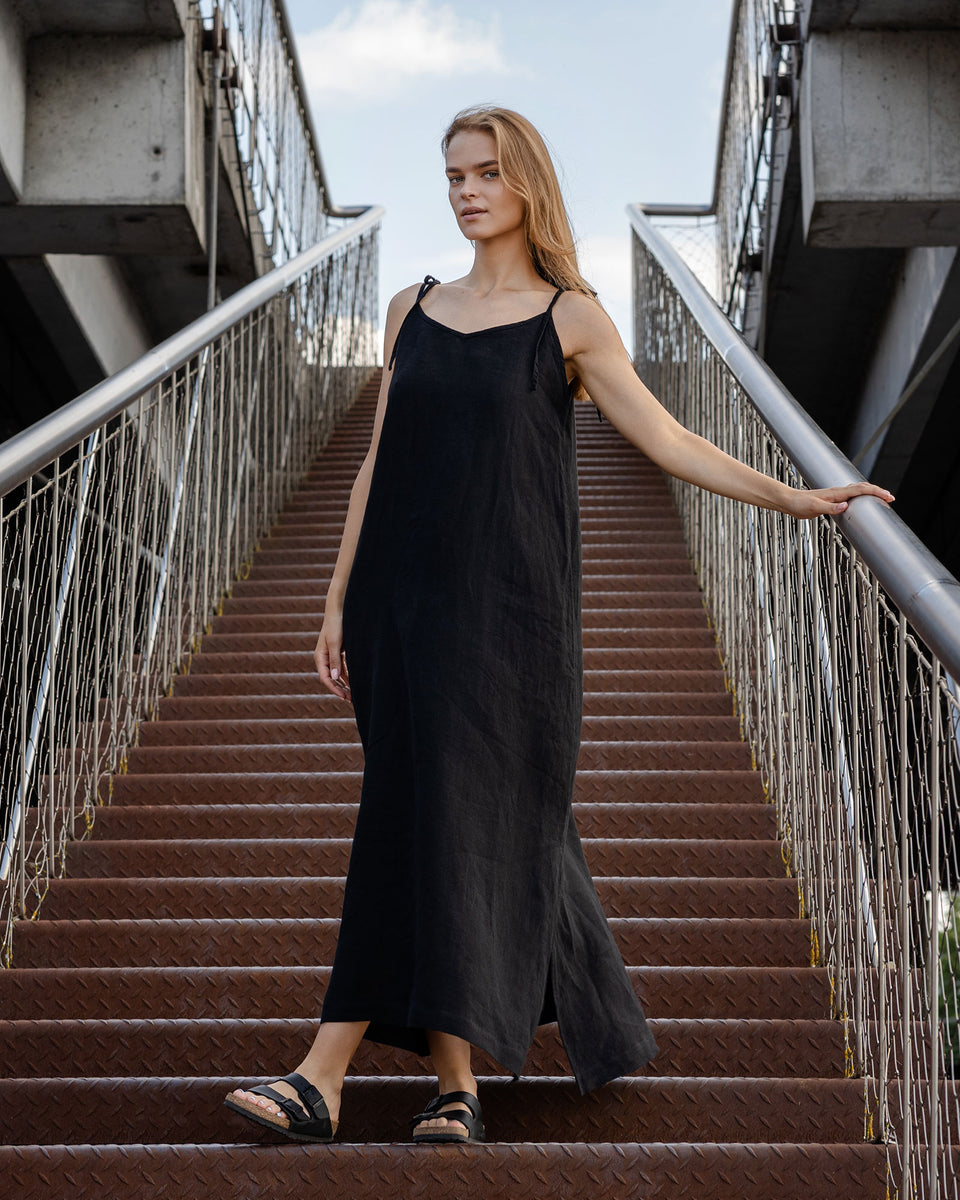 Linen Maxi Beach Dress Livia XXS / Cloudy Blue Linen Maxi Beach Dress Livia XXS / Cloudy Blue