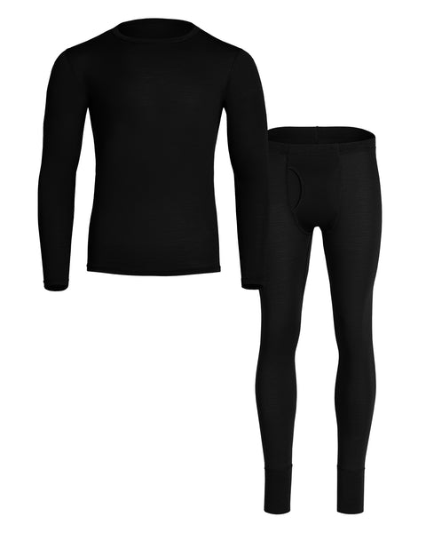 Men&#39;s 160 Long Sleeve &amp; Bottom 2-Piece Black Front