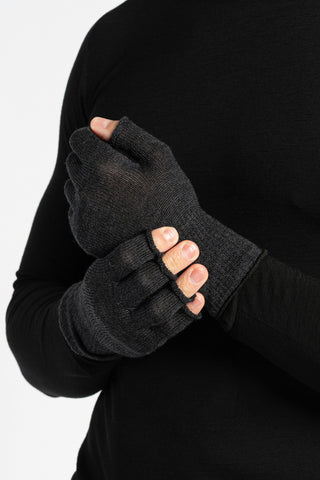 Merino Fingerless Gloves for Men - One size / Dark Gray