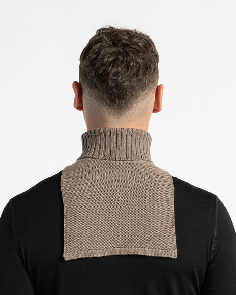 Men&#39;s Knit Dickie Neck Warmer Merino Brown Back