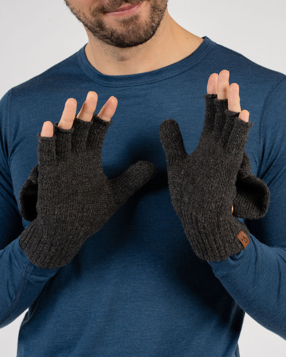 mittens handschuhe Men's Knit Convertible Mittens Merino One Size / Dark Gray