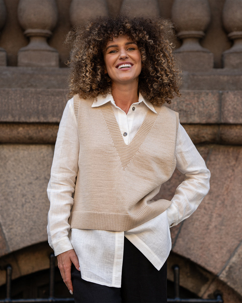 Women's Merino Wool Vest Beige❤️ menique