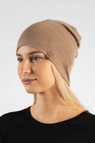Women's 100% Merino Beanie Beige - One Size / Beige