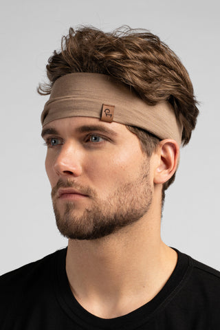 Men's 160gsm Merino Active Headband Beige - One Size / Beige