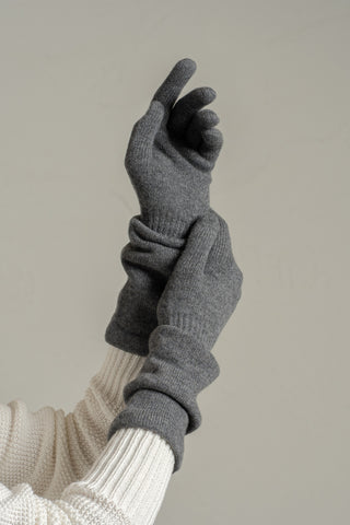 Women's Knit Cashmere Long Gloves - One Size / Dark Gray