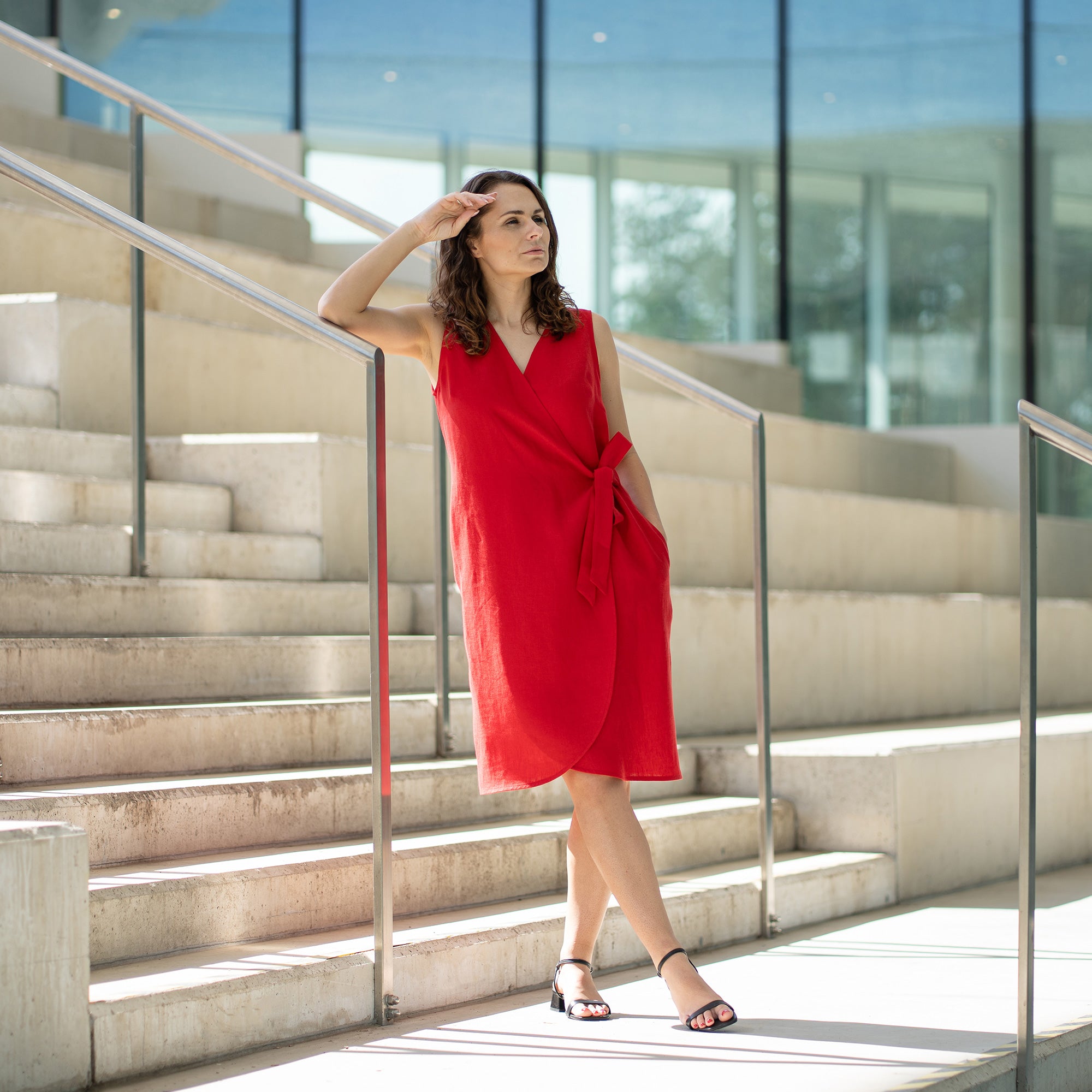 Organic Linen Summer Wrap Dress Natalie ❤️ menique - MENIQUE