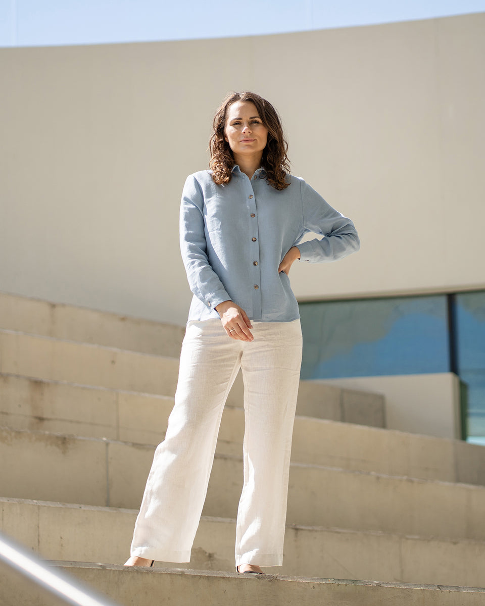 Linen Long Sleeve Shirt Rebeca M / Cloudy Blue Linen Long Sleeve Shirt Rebeca M / Cloudy Blue