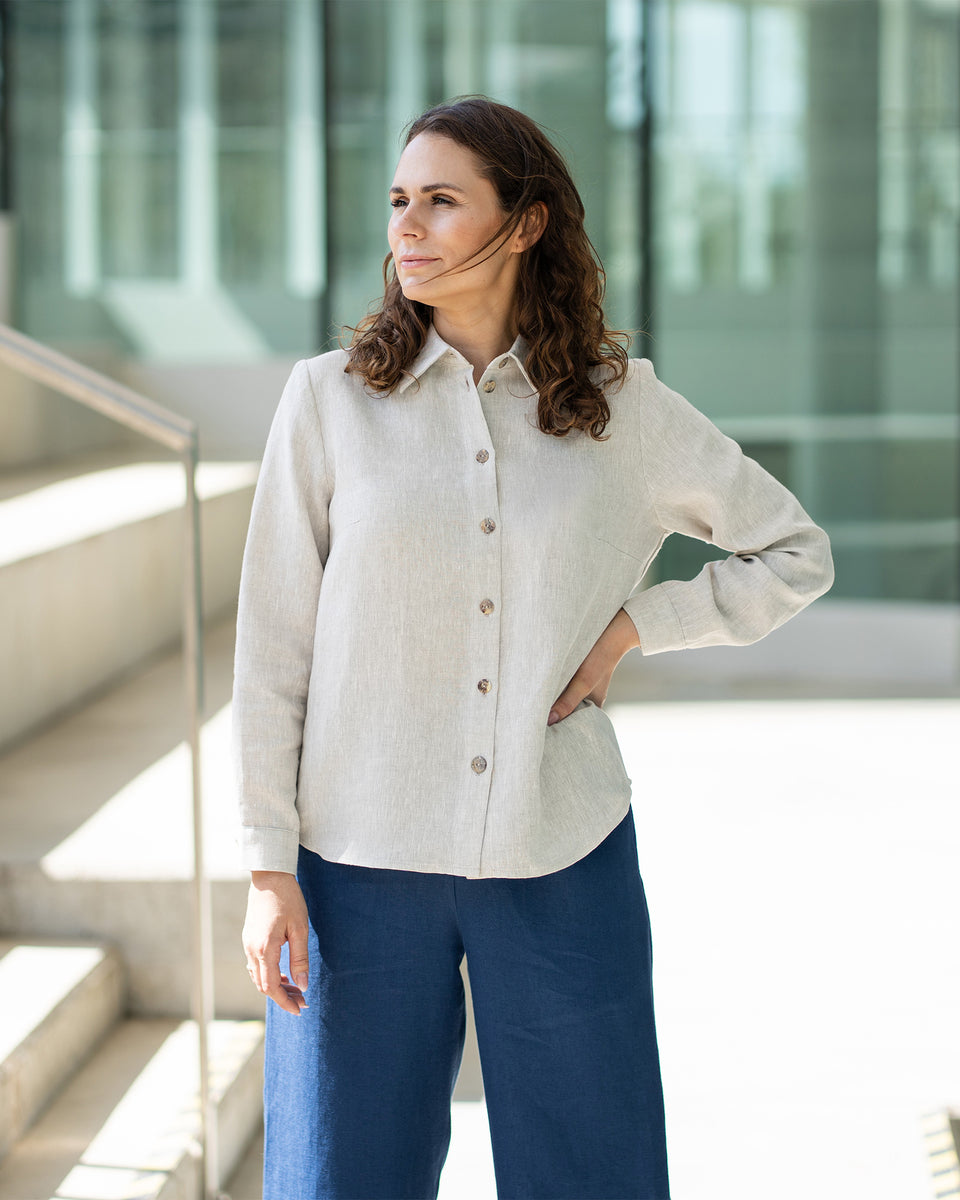 Linen Long Sleeve Shirt Rebeca M / Cloudy Blue