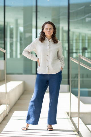 Linen Long Sleeve Shirt Rebeca - XL / Natural