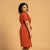 Linen Wrap Dress Eliana Cinnamon Red color