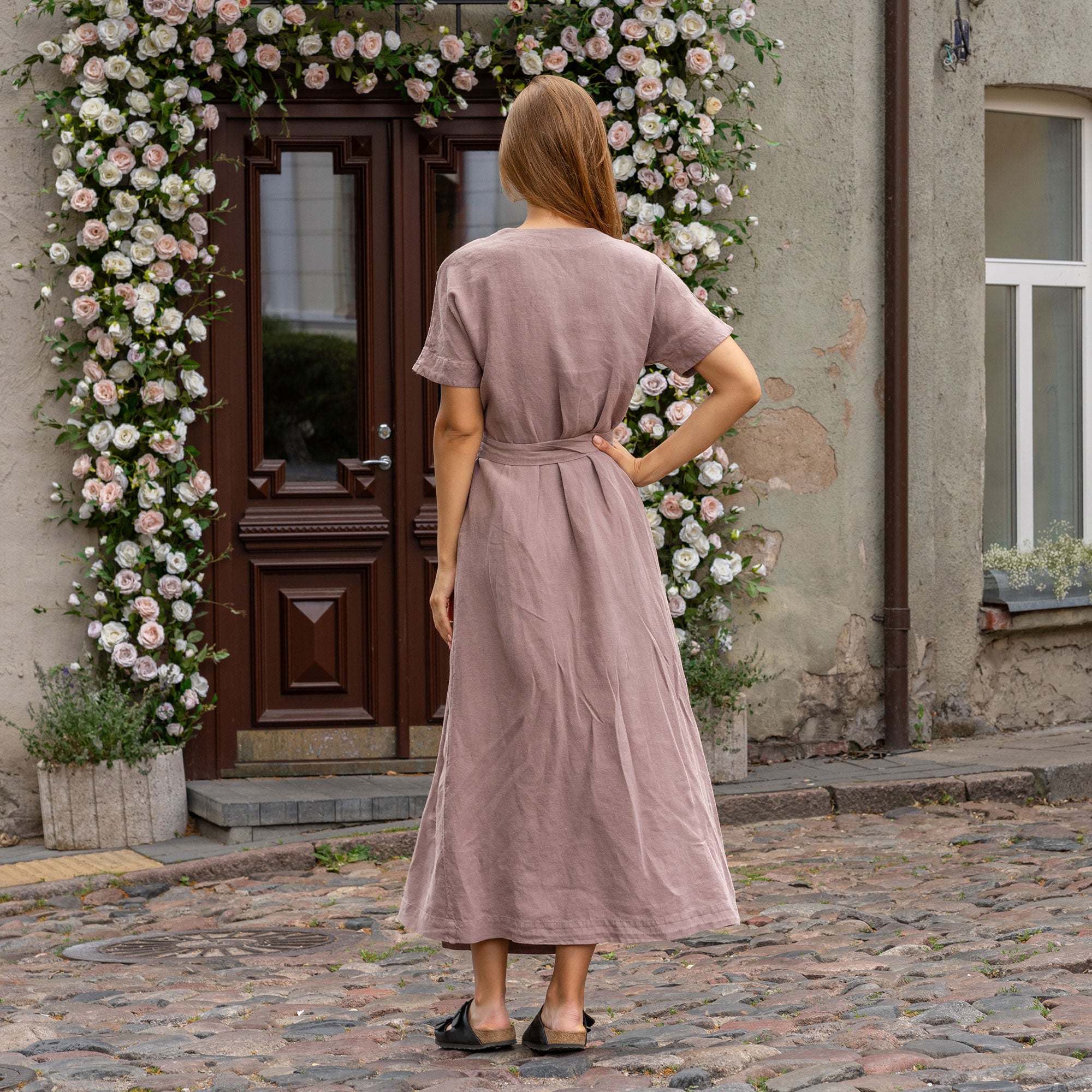 Maxi Length Wrap Dress Eleanor 100% Linen ❤️ menique