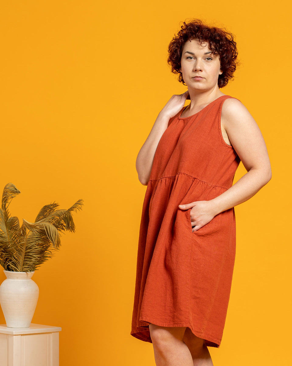 Smock Dress Eliza Cinnamon Red S / Cinnamon Red Smock Dress Eliza Cinnamon Red S / Cinnamon Red