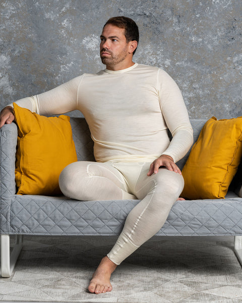 Men&#39;s 160 Long Sleeve &amp; Bottom 2-Piece Natural