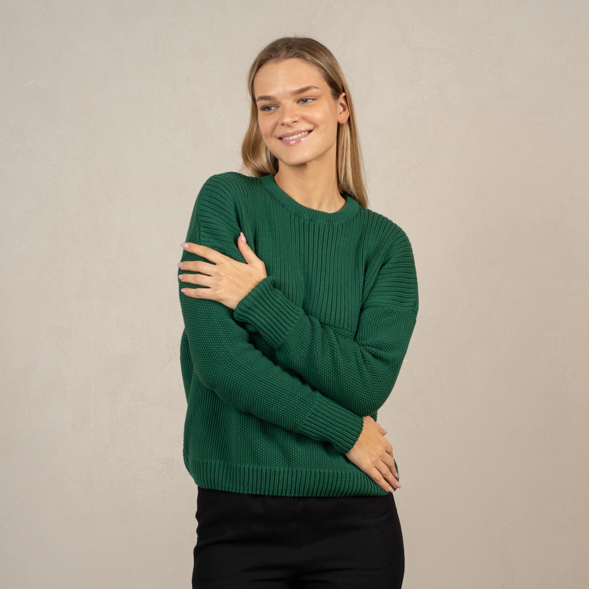 Women's Knit Cotton Sweater Sonata Green