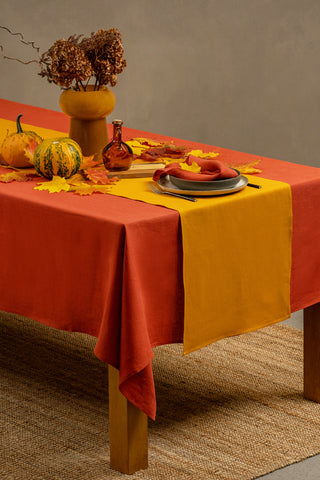 Holiday Linen Tablecloth - 40 x 40" / Cinnamon Red