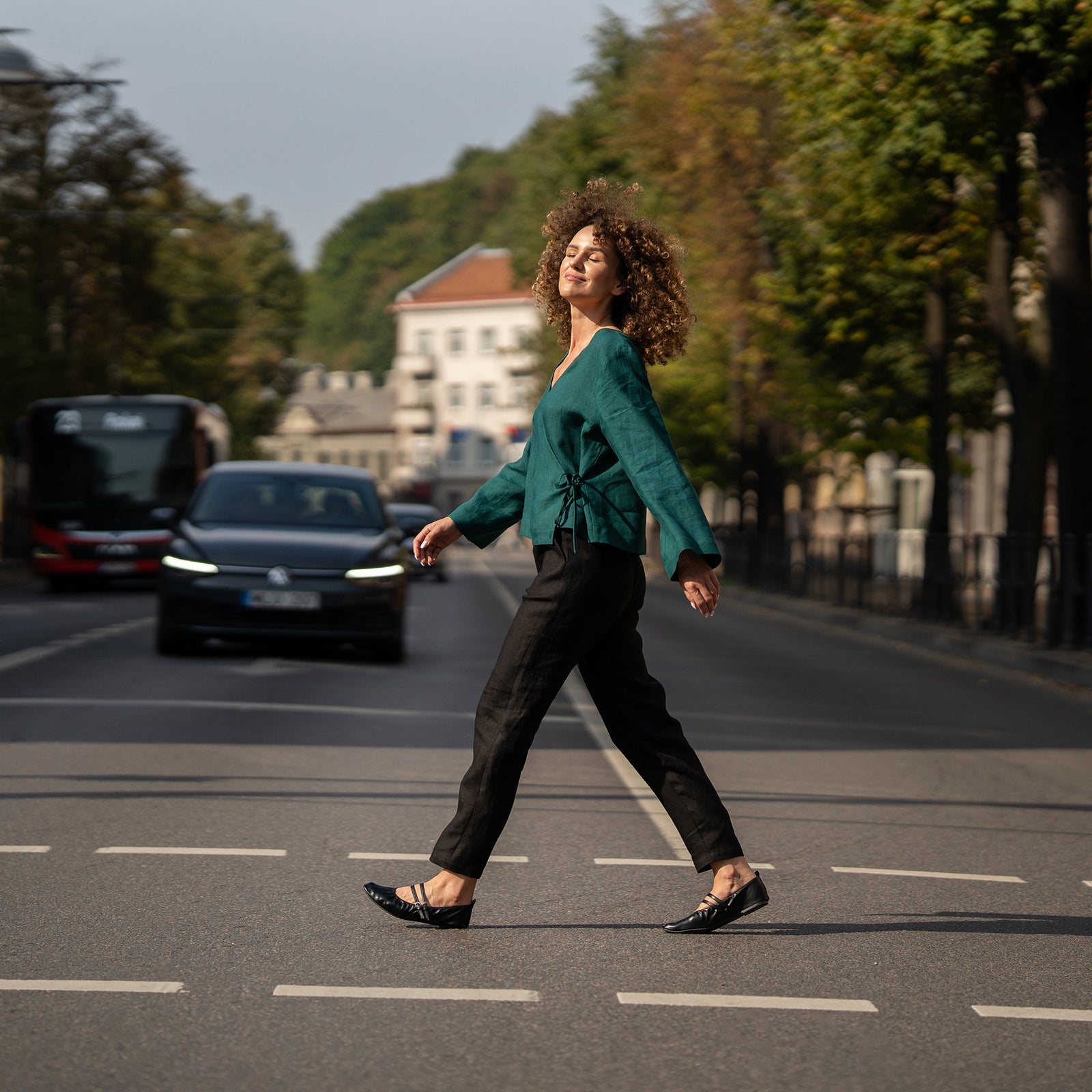 Linen Pants Dakota in stone green