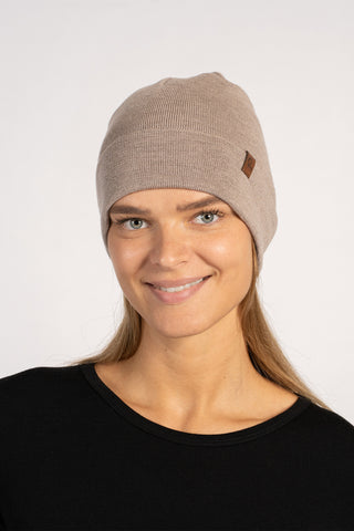 Women's Knit Merino Liner Beanie Hat - One size / Creamy Beige