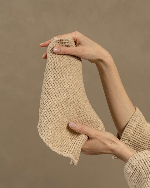 face towel in sand brown color