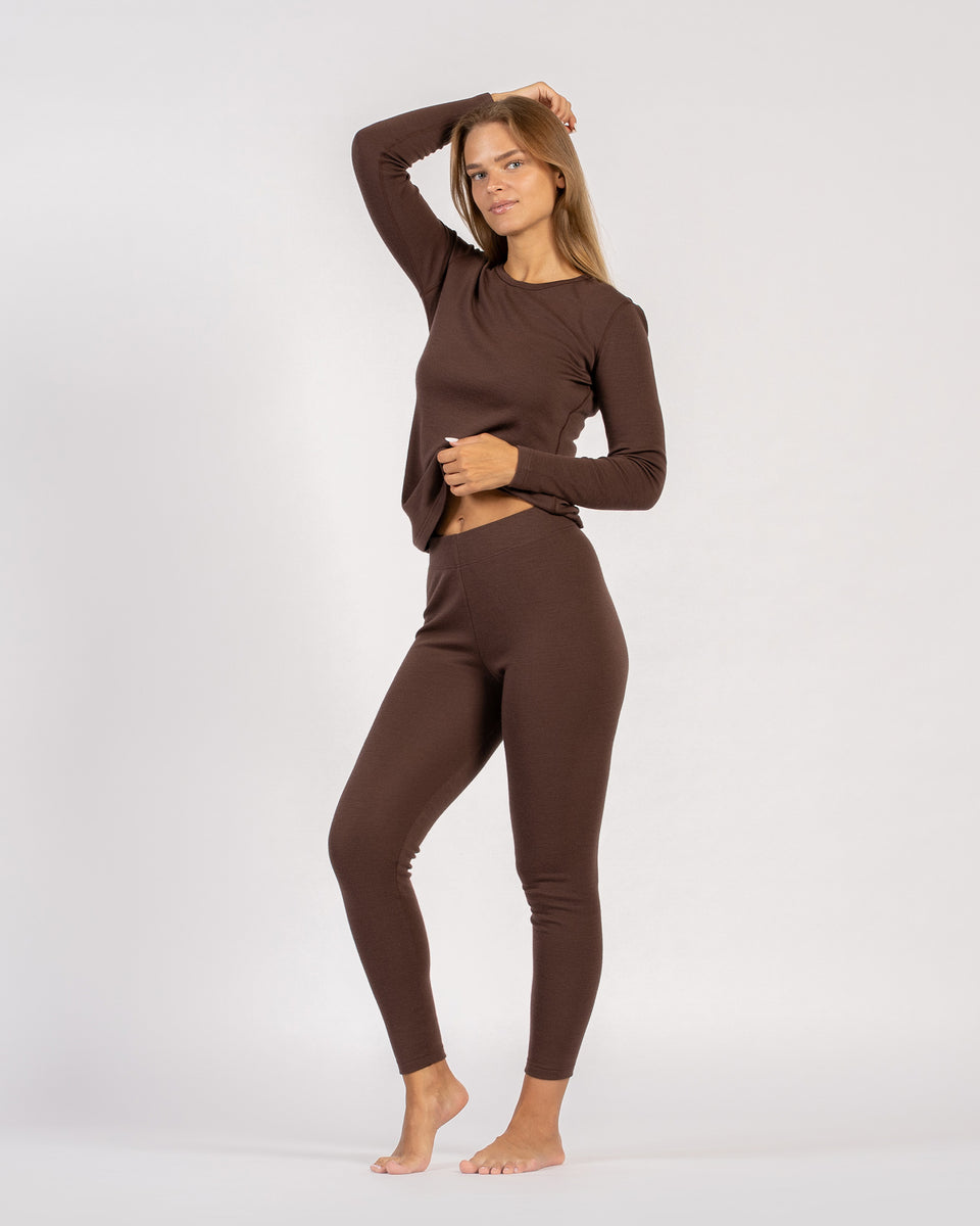 Natural Merino Women's Long Sleeve Shirt & Pjs Leggings Set ❤️ menique
