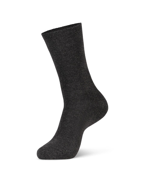 Women&#39;s Cotton Mid-Crew Socks in dark gray color in a white background, side view.