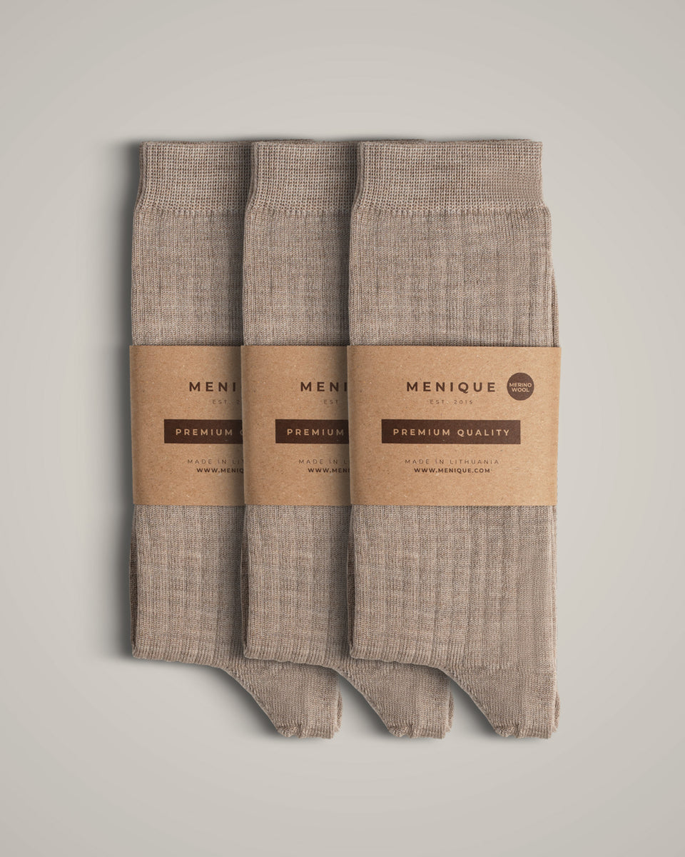 Beige Women's Socks - 3Pack Merino Socks For Summer - Travel Socks Pack - Beige | menique Beige Women's Socks - 3Pack Merino Socks For Summer - Travel Socks Pack - Beige | menique