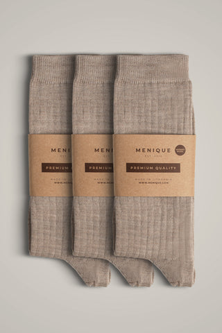 Women’s Merino Rib Socks 3-Pack - One Size / Beige