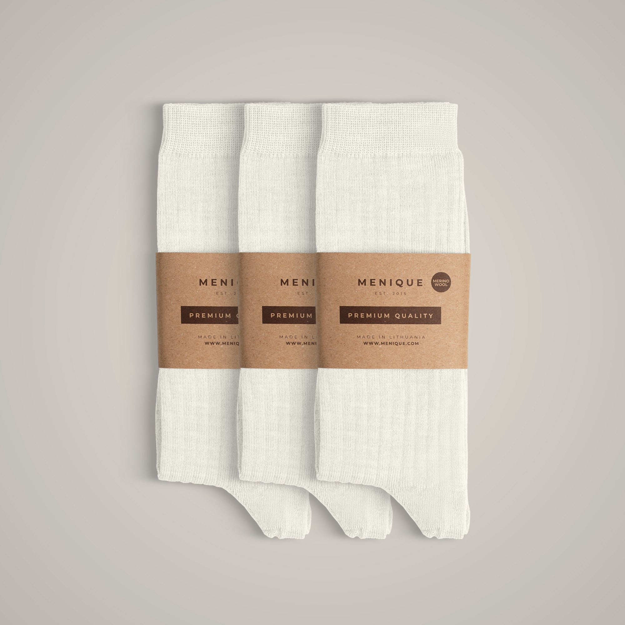 Women’s 85% Merino Wool Rib Thin Socks 3-Pack in Beige – lightweight, breathable, premium quality everyday socks.