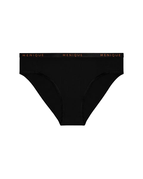 Women’s black merino wool bikini underwear 160gsm, breathable temperature-regulating base layer briefs with soft elastic waistband