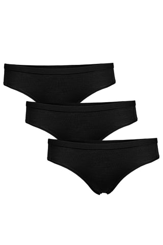 Women's Merino Classic Bikini Briefs Black 3-Pack - S / Black
