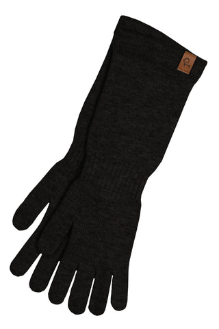 Women's Knit Cashmere Long Gloves - One Size / Black