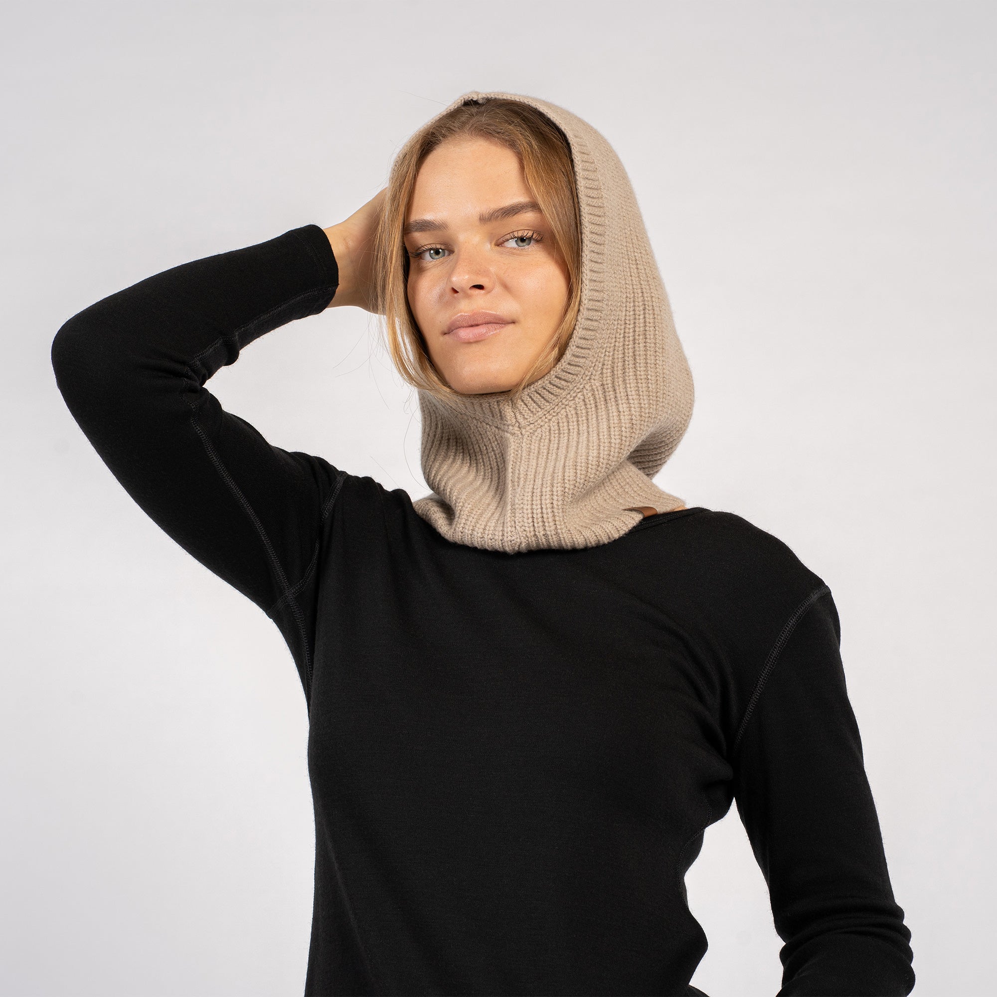 Women's Ribbed Hooded Cashmere Balaclava ❤️ menique - MENIQUE