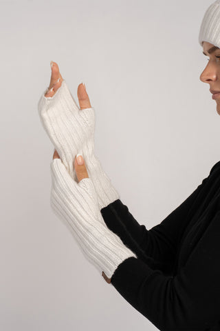 Women's Cashmere Wrist Warmers - One size / White