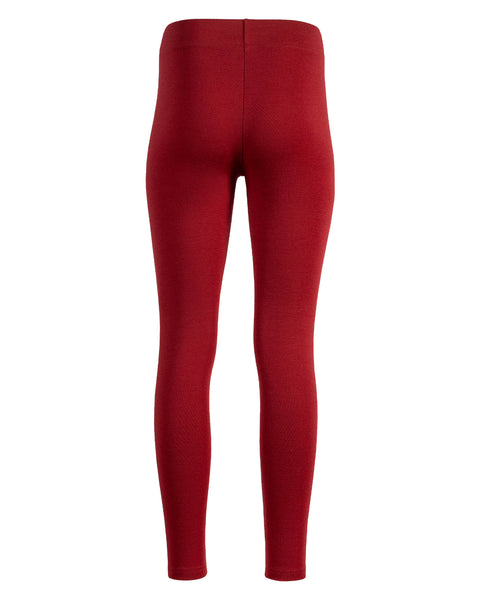 the menique women&#39;s legging from 250gsm merino in royal cherry  color, back view.