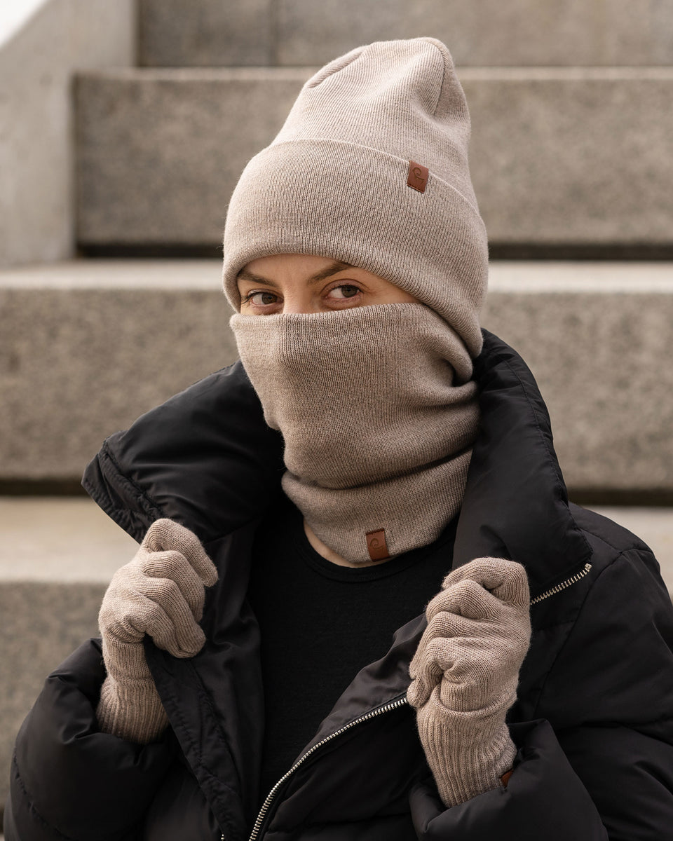 Zacharias Men's Beanie & Neck Warmer Set - Grey Acrylic Knit Hat & Scarf, Free Size (Set Of 2)