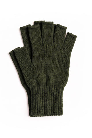 Men's Merino Warm Fingerless Gloves - One size / Dark Green