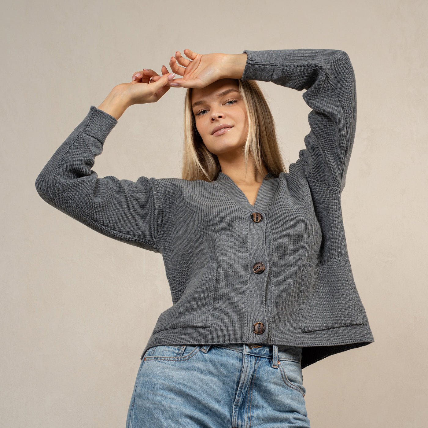 banul story Milky Way Merino 5121 グレー Women's Merino Wool Cardigan Gray❤️ menique