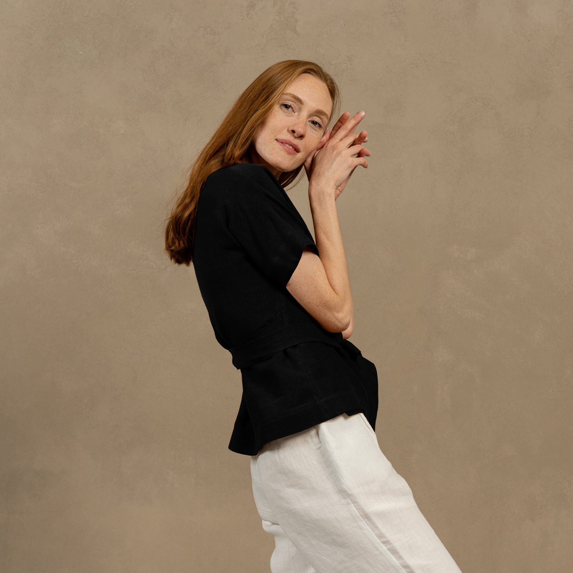 Women's V-Neck Wrap Blouse Lila ❤️ menique - MENIQUE