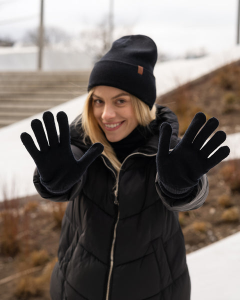 Soft knitted merino gloves for women, breathable merino wool winter gloves