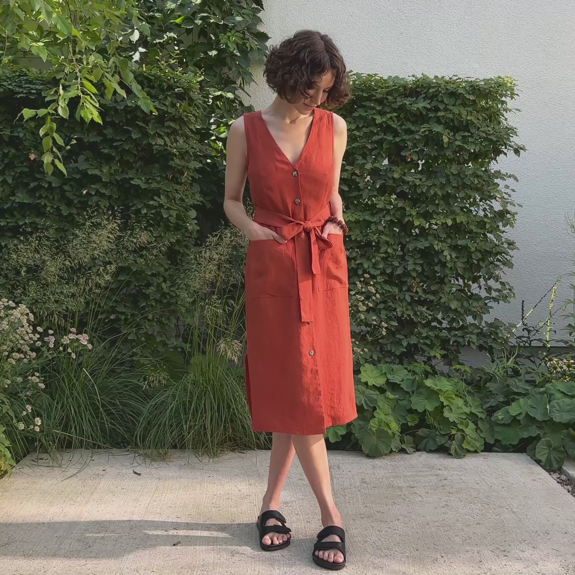 Robe safari boutonnée en lin Sierra