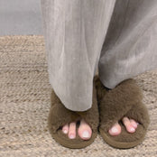 Women's Cross Fluffy Slippers