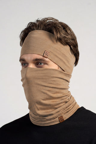 Men's Headband & Gaiter 2-Piece Beige - One Size / Beige