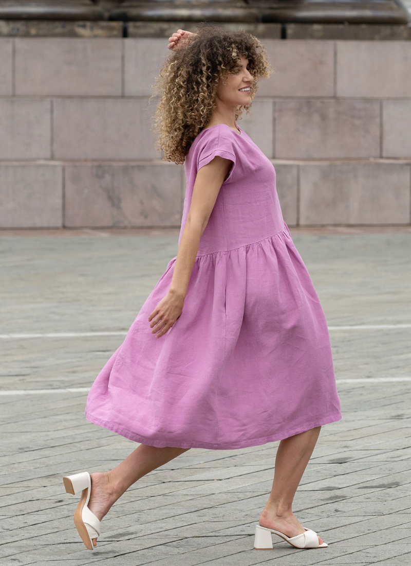 Sustainable organic Linen smock dresses for women.