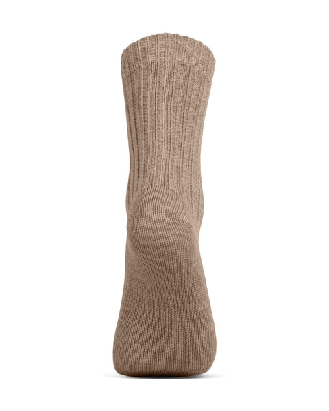 Women&#39;s black ribbed merino wool sock.