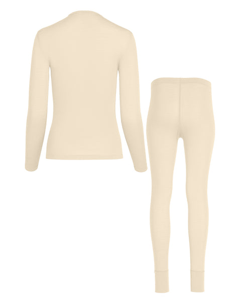 Women&#39;s 160 Long Sleeve &amp; Bottoms 2-Piece Natural