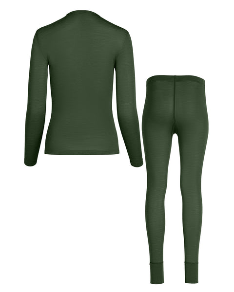 Women&#39;s 160 Long Sleeve &amp; Bottoms 2-Piece Dark Green