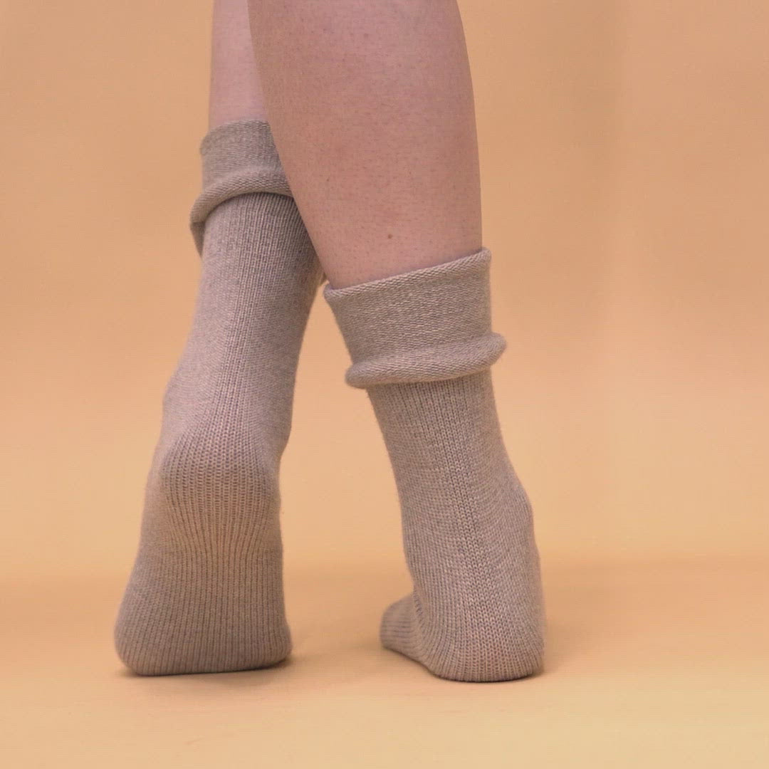 Chaussettes Femme Tricot Mérinos Beige Crémeux