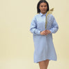 Linen Oversize Shirt Dress Margo Cloudy Blue