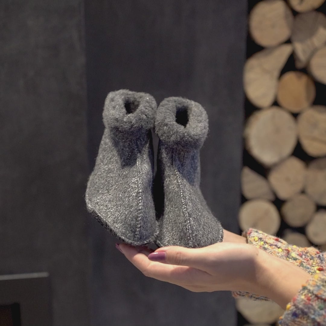 Kids' Fleece Bootie Slippers Dark Gray