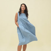 Linen Smock Dress Maya Cloudy Blue